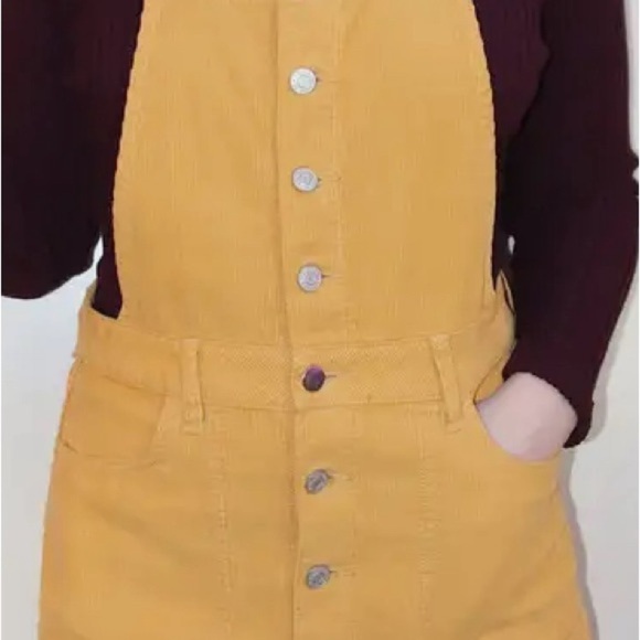 PacSun women's medium yellow-gold corduroy overalls dress - Picture 5 of 6